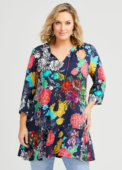 Plus Size Natural Florama Tunic