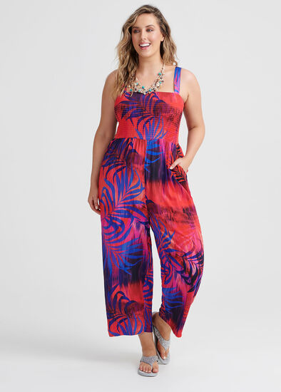 Plus Size Natural Palms Jumpsuit