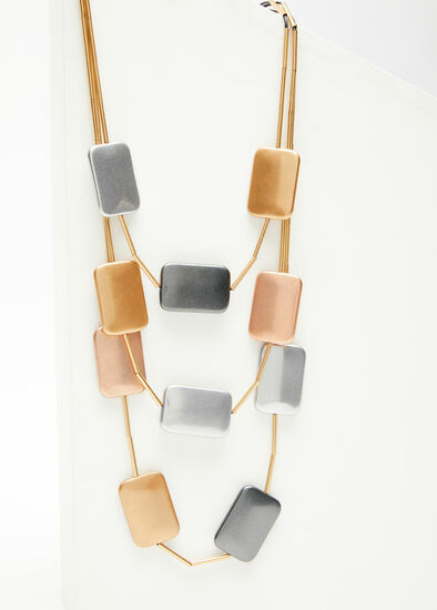 Brushed Metal Layered Necklace