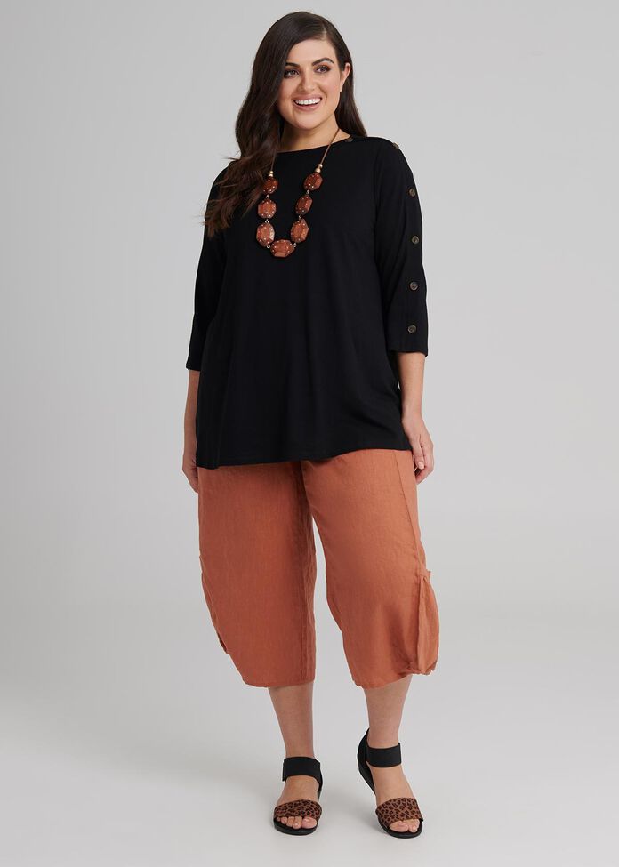 The Easy Linen Crop Pant, , hi-res