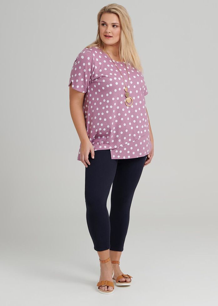 Angled Hem Linen Spot Top, , hi-res