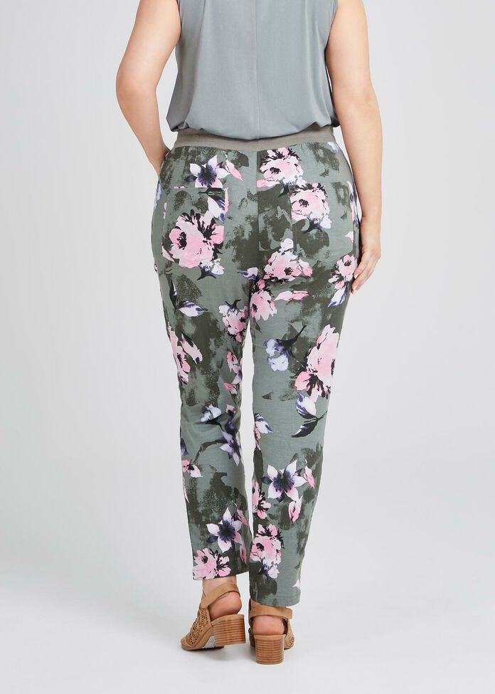 Floral Stretch Linen Pant, , hi-res