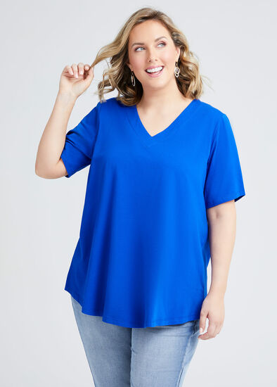 Plus Size Organic V-neck Swing Basic Tee