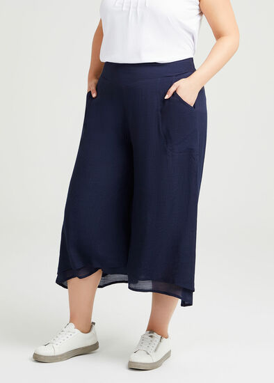 Plus Size Natural Layered Crop Pant