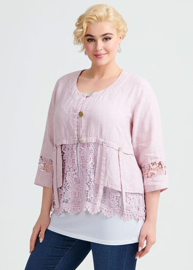 Plus Size Linen Lace Jacket