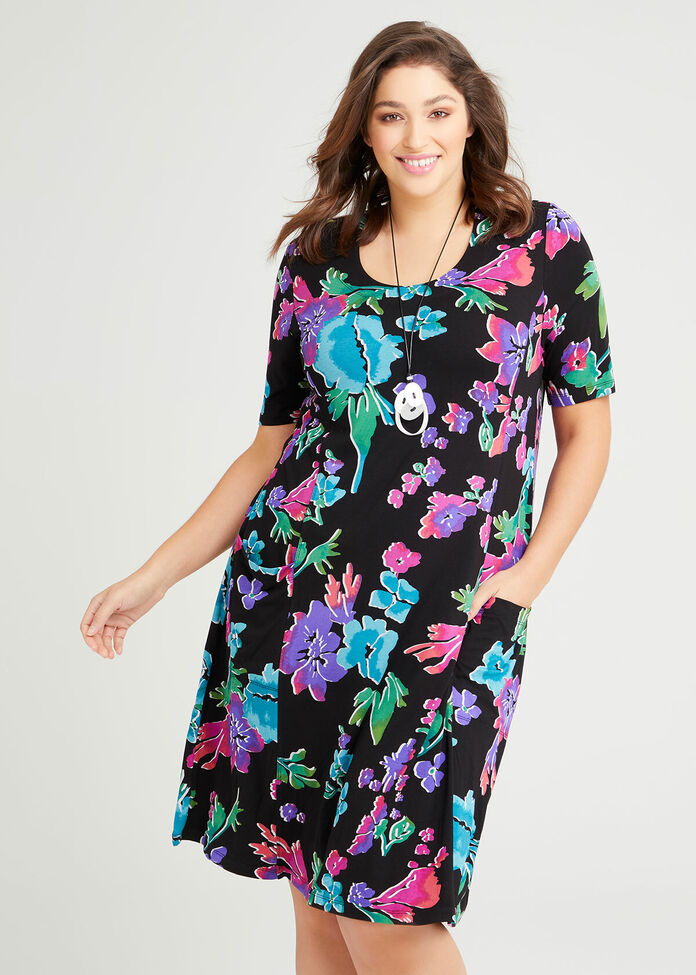 Zena Natural Floral Dress, , hi-res