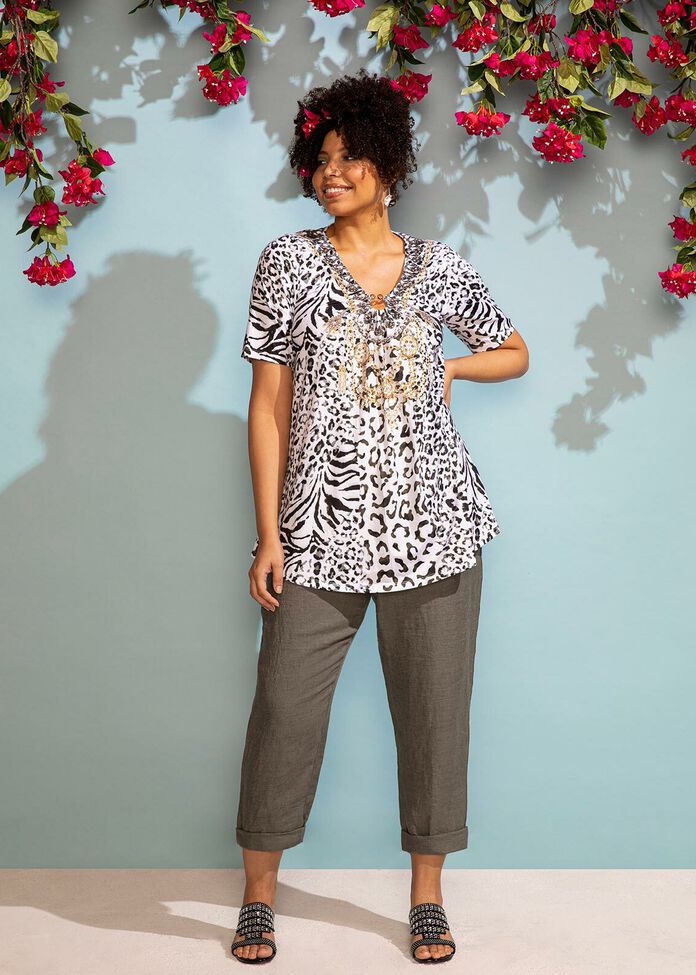 Latania Linen & Sequin Pant, , hi-res