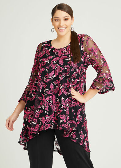 Plus Size Wild Rose Embroidered Tunic