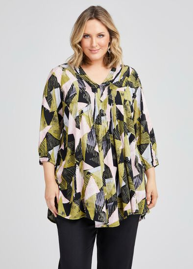 Plus Size Natural Tuck Front Tunic