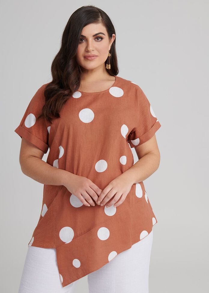 Spring Dot Linen Top, , hi-res