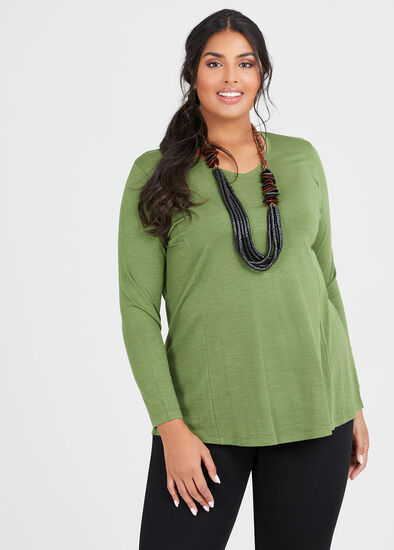 Plus Size Wool Bamboo V-neck Top