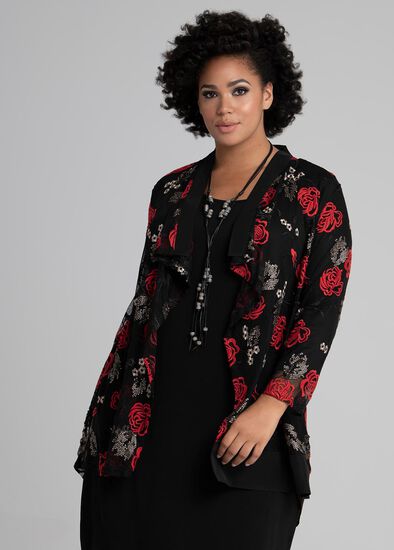 Plus Size Accolade Embroidered Cardi