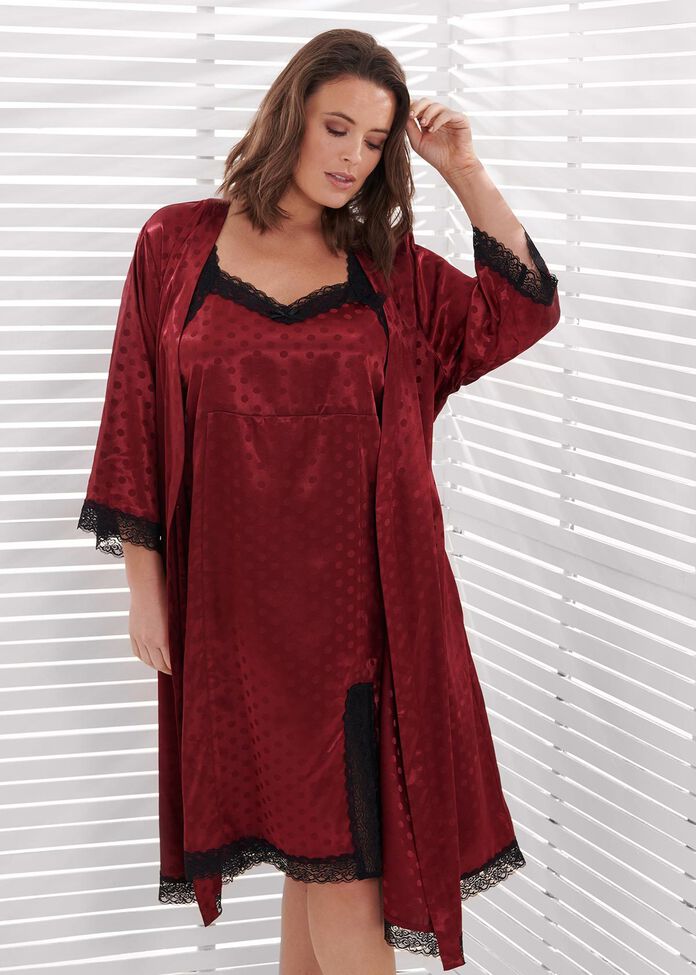 Lace Trim Robe, , hi-res