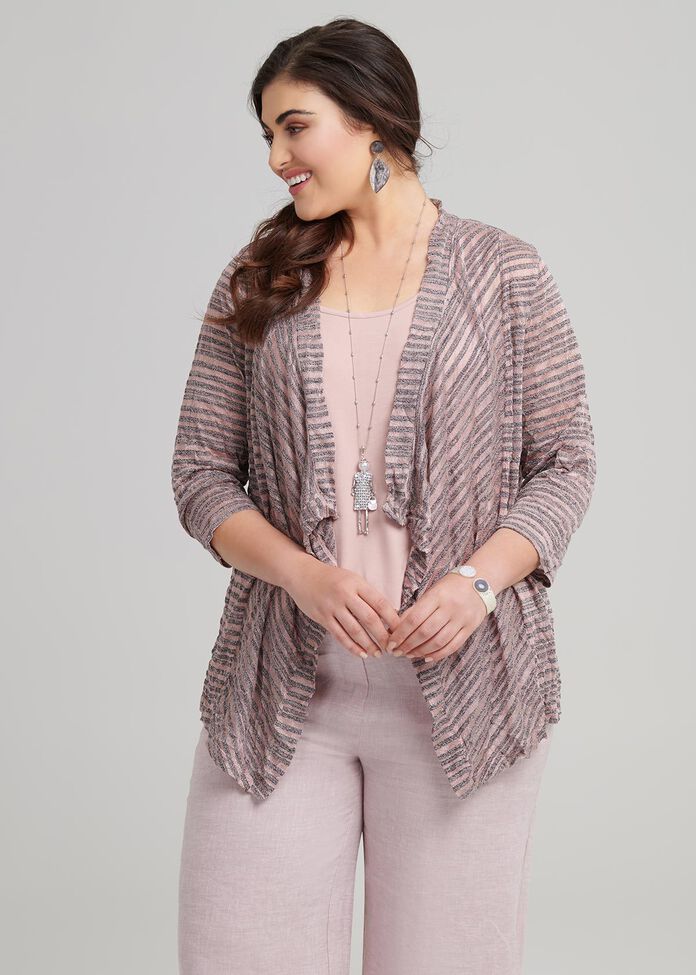 Seashell Stripe Cardi, , hi-res