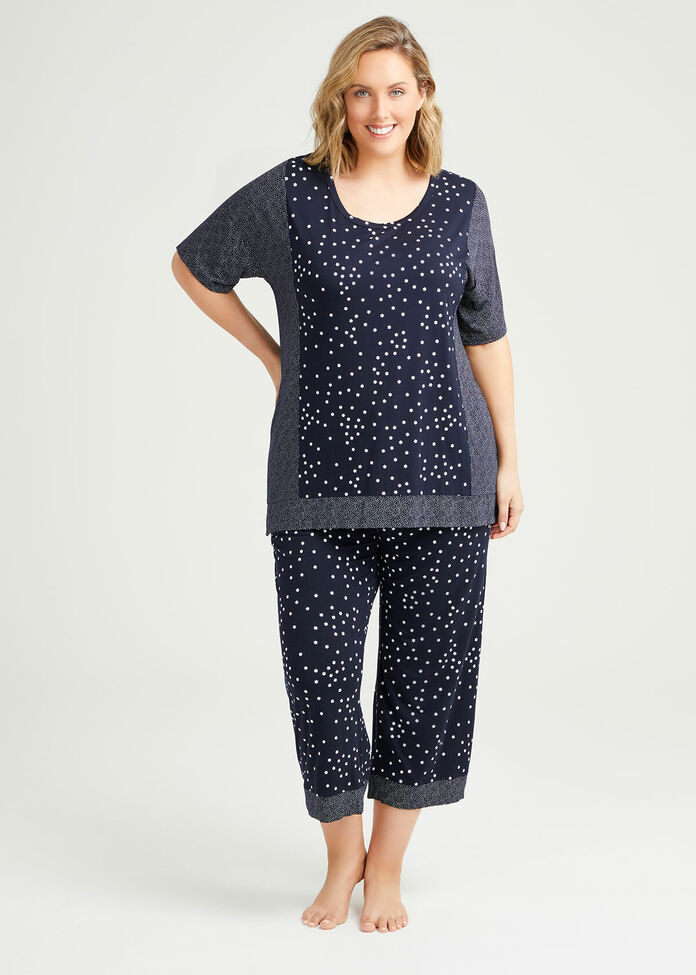 Bamboo Mini Stars Pyjama 3/4 Pant, , hi-res