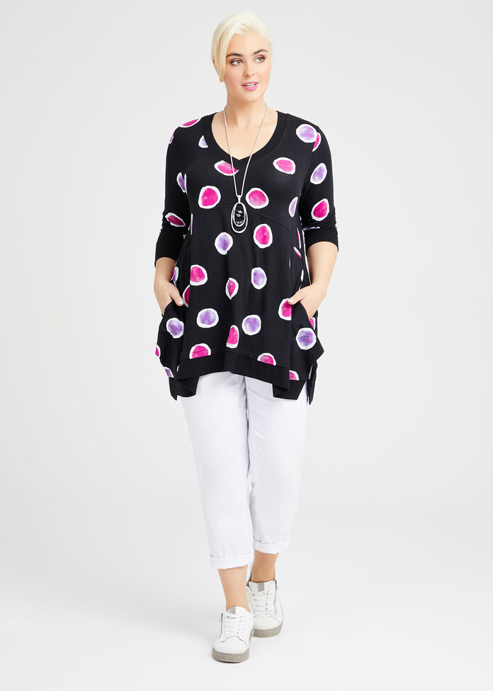 Bamboo Circles Vneck Tunic, , hi-res