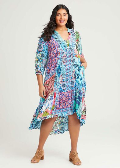 Plus Size Natural Mosaic Tier Dress