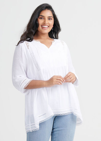 Plus Size Amelie Lace Trim Top