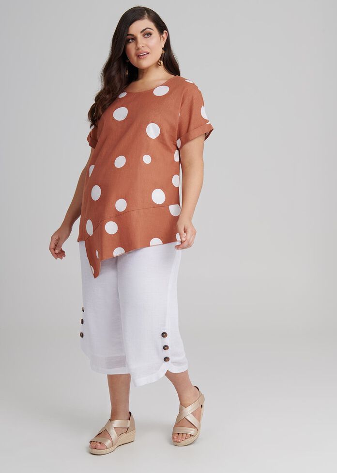 Spring Dot Linen Top, , hi-res