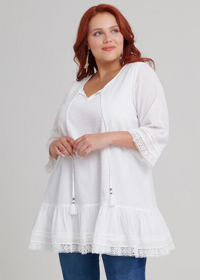 Plus Size Dobby Boho Tunic