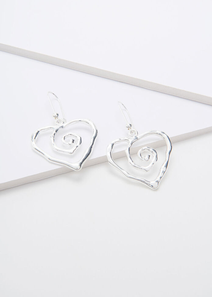 Spiral Heart Earrings, , hi-res