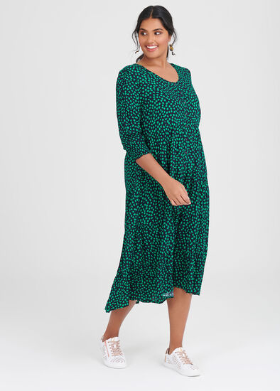 Plus Size Natural Spot Shirt Dress