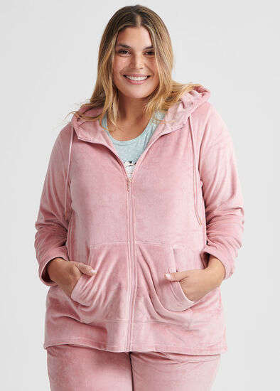 Plus Size Plush Lounge Zip Hoodie