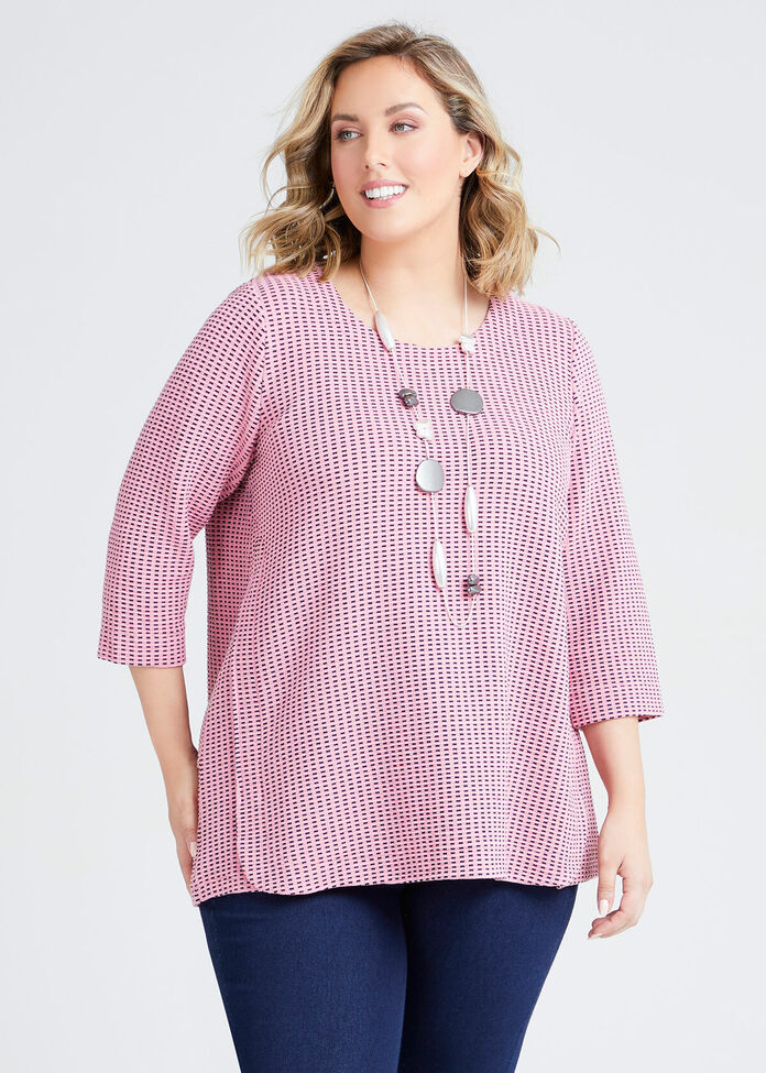 Crew Curved Hem Ticking Top, , hi-res