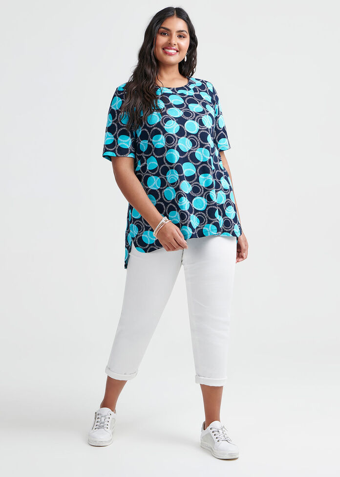 Cotton Graphic Circles Top, , hi-res