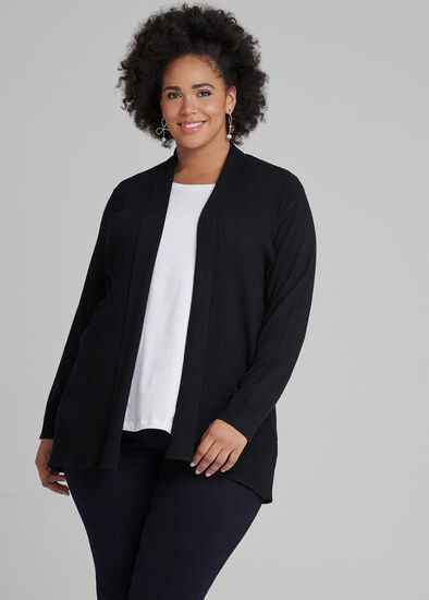 Plus Size Rib Textured Cardigan