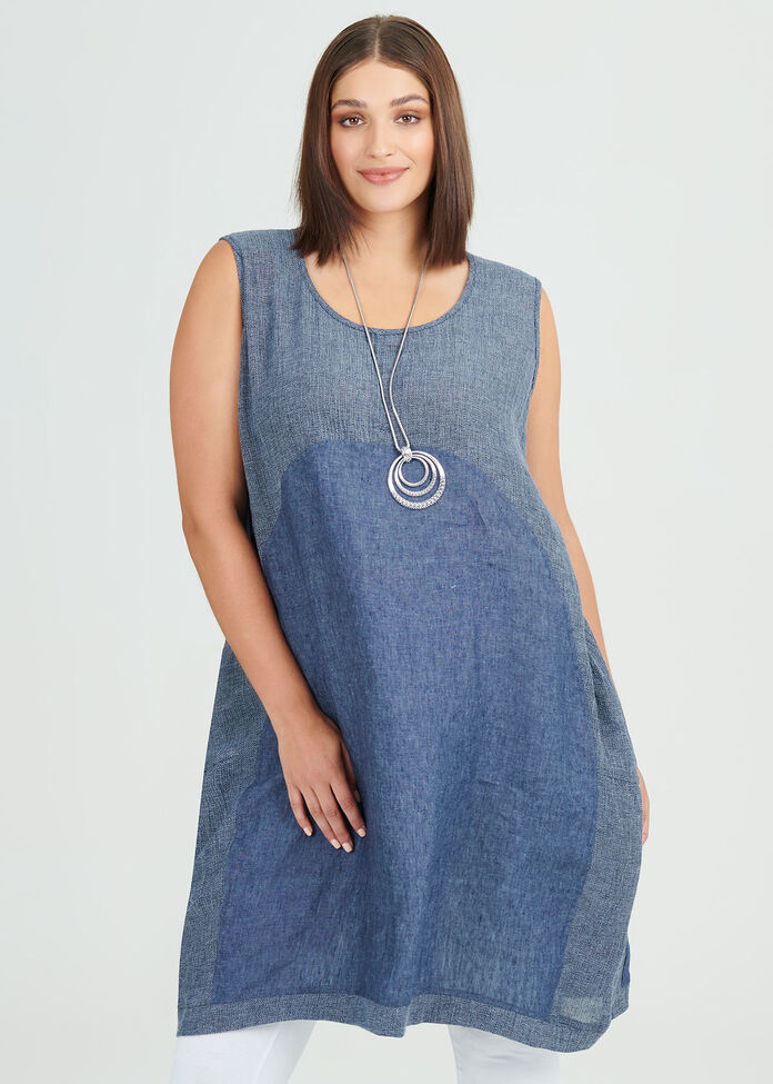 Simply Blues Linen Dress, , hi-res