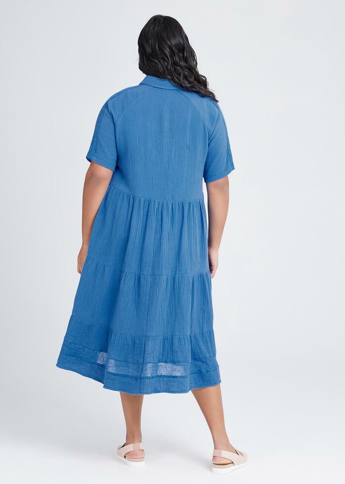 Cotton Coastal Tier Shirt Dress, , hi-res