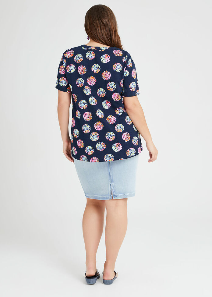 Cotton Colour Burst Spot Top, , hi-res