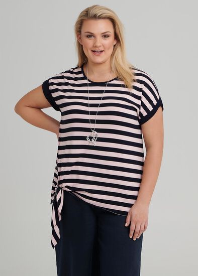 Plus Size Stripe Knot Top