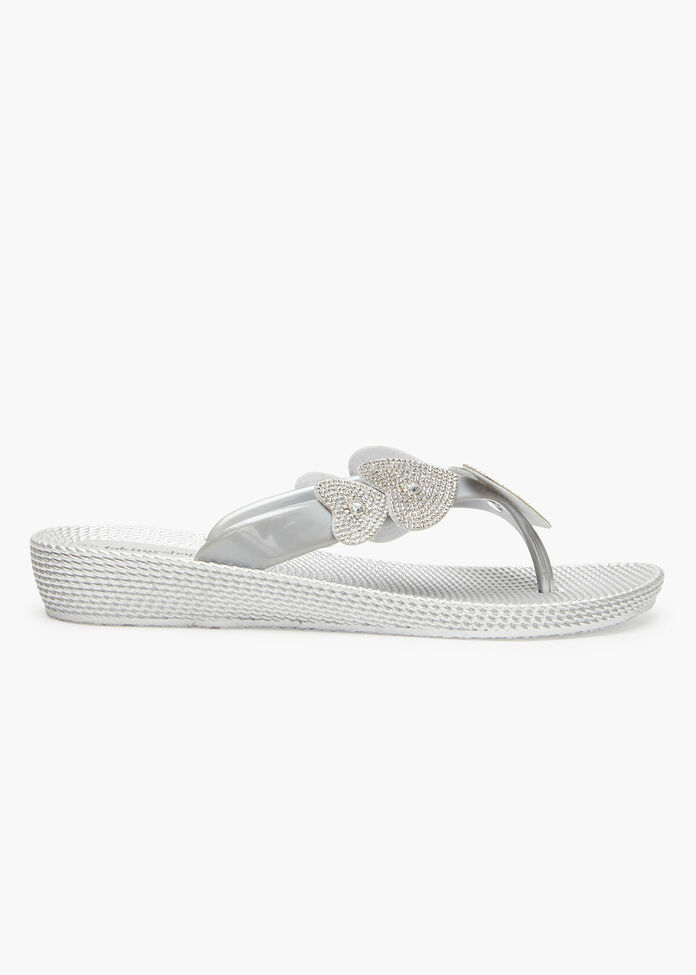 Bling Heart Wedge Jelly Sandal, , hi-res