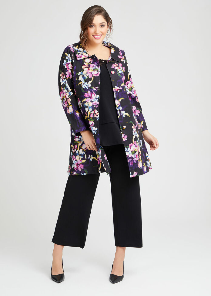 Majestic Flora Linen Coat, , hi-res