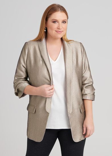 Plus Size 3/4 Sleeve Relaxed Jacket