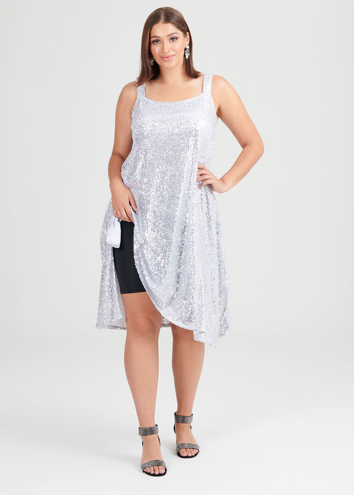 Argent Sequin Cocktail Dress, , hi-res