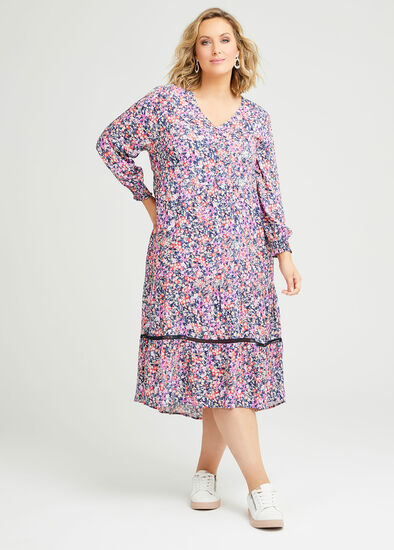 Plus Size Natural Pastel Ditsy Dress