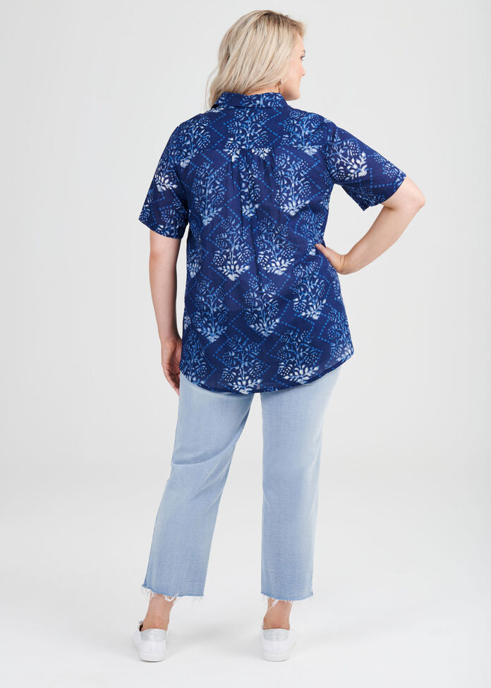 Cotton Floral Burst Shirt, , hi-res