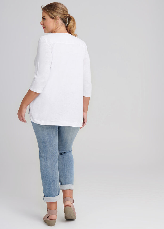 Soft Curves Linen Mix Top, , hi-res