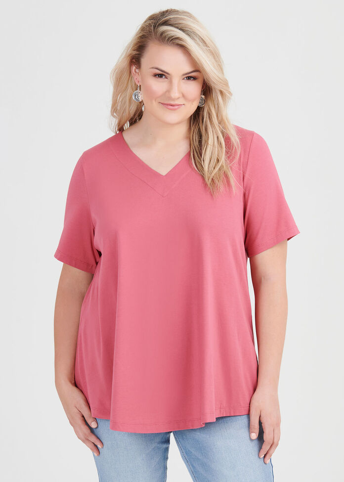 Organic V-neck Swing Basic Tee, , hi-res