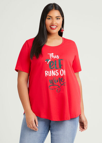 Plus Size Organic Elf Xmas T-shirt