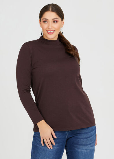 Plus Size Wool Bamboo Mock Neck Top