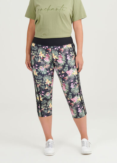 Plus Size Summer Palm Crop Leggings