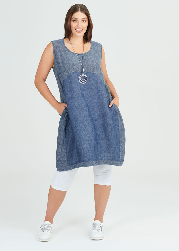 Simply Blues Linen Dress, , hi-res