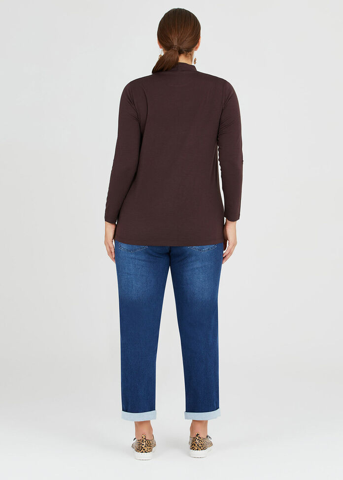 Wool Bamboo Mock Neck Top, , hi-res