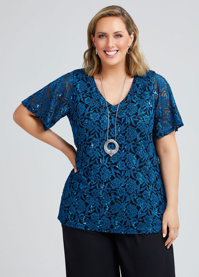 Plus Size Giselle Sequin Lace Top