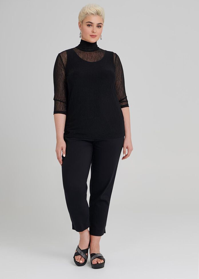 High Neck Mesh Top, , hi-res