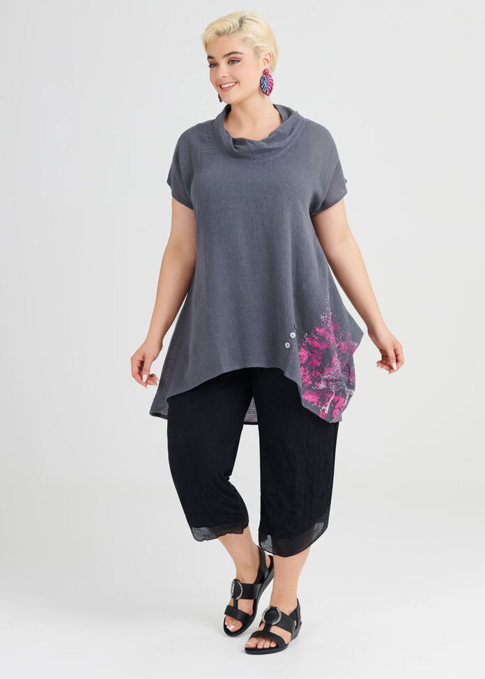 Titanium Linen Gauze Tunic, , hi-res